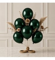Koyu Yeşil Renk Lateks Metalik Balon (30 cm) - 6 Adet