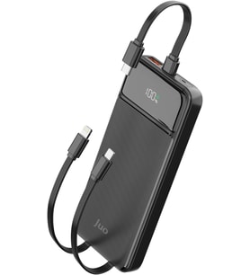 10000mAh 22.5W Led Ekranlı Lightning ve Type-C Kablolu Powerbank Taşınabilir Hızlı Şarj Cihazı Siyah