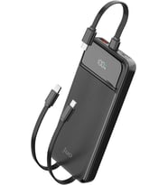 10000mAh 22.5W Led Ekranlı Lightning ve Type-C Kablolu Powerbank Taşınabilir Hızlı Şarj Cihazı Siyah