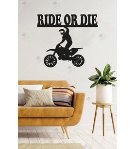 Ride or Die Motorsiklet Ahşap Duvar Dekorasyonu (Siyah)