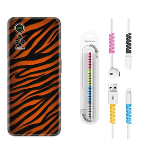 General Mobile GM 21 Pro GM 22 Pro Plus Kılıf Kablo Koruma Spiral Silikon Leopar Yeni 1676