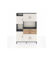 Arges Dolap 8 Raflı 2 Çekmeceli 6 Kapaklı 132x30x195 Antrasit-Aytaşı/Çam