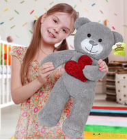 50 cm Kalpli Peluş Sevimli Patron Ayıcık (%100 Yerli) (Gri)