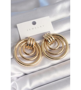 Pirinç Gold Renk Halka Model Kadın Küpe (Altın)