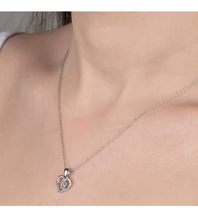SWAROVSKİ TAŞLI KALP 925 AYAR GÜMÜŞ KOLYE