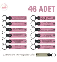 Pembe & S Kahve, Kına Gecenizin En Anlamlı Hatırası 46'lı Set, İsim Yazılabilir Hediyelik Anahtarlık