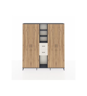 Arges Dolap 15 Raflı 2 Çekmeceli 4 Kapaklı 220x30x243 Antrasit-Çam/Aytaşı