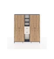 Arges Dolap 15 Raflı 2 Çekmeceli 4 Kapaklı 220x30x243 Antrasit-Çam/Aytaşı