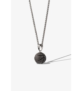 Basket Topu Basketçi Hediye Paslanmaz Çelik Kolye Zincir ve Kolye Ucu 60 cm (Gümüş)