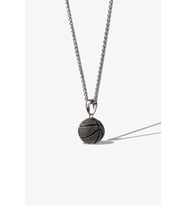 Basket Topu Basketçi Hediye Paslanmaz Çelik Kolye Zincir ve Kolye Ucu 60 cm (Gümüş)