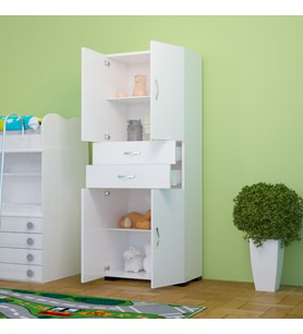 Modilayn Çok Amaçlı Dolap Mutfak Dolabı 4 Kapaklı 2 Çekmeceli Banyo Dolabı Ofis Dolabı (Beyaz)