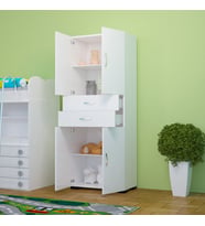Modilayn Çok Amaçlı Dolap Mutfak Dolabı 4 Kapaklı 2 Çekmeceli Banyo Dolabı Ofis Dolabı (Beyaz)