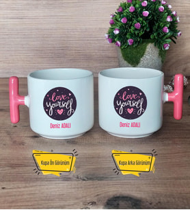 Love Your Self Kupa Bardak T Pembe Kulplu Arkadaşa Hediye, Anneye Hediye