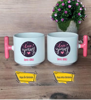 Love Your Self Kupa Bardak T Pembe Kulplu Arkadaşa Hediye, Anneye Hediye