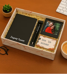 Kişiye Özel Fotoğraflı Çerçeve,Defter Ve Kalem Hediye Seti