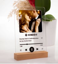 Kişiye Özel Spotify Barkodlu Fotoğraf Baskılı Hediye Plak Çerçeve, Sevgiliye Hediye  - Şeffaf