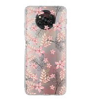 Xiaomi  Poco X3 Pro  Kamera Korumalı Kapak Floral Kırmızı Tasarımlı Şeffaf  Kılıf