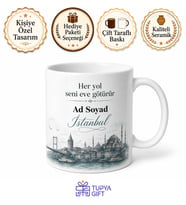İsim ve Şehir Yazılı Kişiye Özel Baskılı Kupa Bardak Hediye Porselen Mug