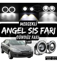 Renault Fluence 2009-2016 Uyumlu Mercekli Angel Sis Farı Metal 76 mm Beyaz Halkalı Gündüz Farı 2 Ad