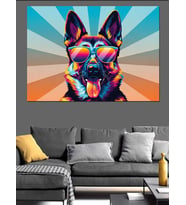 Pop Art Tarzı Renkli Köpek Dekoratif Kanvas - Mdf Ahşap Tablo