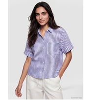 LCW Vision Mavi Çizgili Oversize Kadın Gömlek