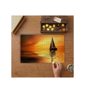Günbatımı Yelkenli Gemi Tasarımı 240 parça Ahşap Puzzle Ahşap Kutuda MP04548