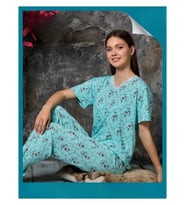 Sude Kadın Bambu Yakası Nakışlı V Yaka Kısa Kol İnce Pijama Takımı P300/312 - 1 Adet (Yeşil)