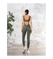 Haki Yeşil Arkası Büzgülü ( Scrunch Butt ) Spor Tayt Tulum