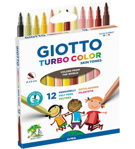 Turbocolor keçeli kalemler, ince uçlu, 2,8 mm, 12 ten rengi, çocuklar, partiler ve okullar için ideal