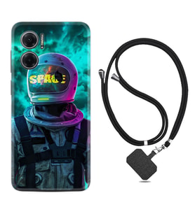 Xiaomi Redmi Note 11E Kılıf Resimli Boyun Askılı İpli Desenli Silikon Series Space 1854