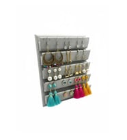 Gri Renk Süet Kumaş Ayaklı Küpe Standı, 20/16 cm, Yerli Üretim