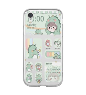 Iphone XR Uyumlu Tatlı Dinozor Kawaii Tasarımlı Şeffaf Telefon Kılıfı