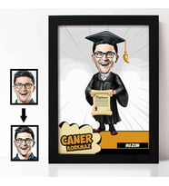 Kişiye Özel Mezun Öğrenci Karikatürlü A4 Çerçeve