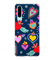 PrintiFy Huawei P30 ile Uyumlu 1mm Slim Fit Retro Renkler 3 Baskılı Şeffaf  Kılıf