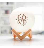 Love Baskılı Ay Şeklinde Gece Lambası (Beyaz)