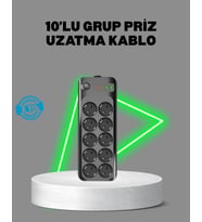 Termal Akım Korumalı 10’lu Grup Priz Usb Type-c Hızlı Şarj 2500w 2m Kablo
