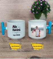 Aile Hekimi Kupa Bardak Fotoğraflı T Mavi Kulplu Doktora Tıp Bayramı Hediyesi