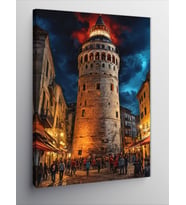 Kanvas Tablo Galata Kulesi Gece