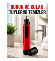 Mey İthalat® Kulak Burun Tüy Temizleme Makinası Pilli Kırmızı Ergonomik Yeni Nesil