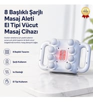 8 Başlıklı Şarjlı Masaj Aleti El Tipi Vücut Masaj Cihazı Günlük Rahatlama İçin Hafif ve Pratik