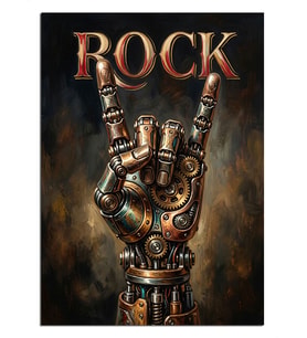 Robotik Rock El İşareti Dekoratif Kanvas - Mdf Ahşap Tablo