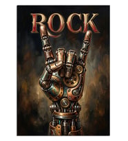 Robotik Rock El İşareti Dekoratif Kanvas - Mdf Ahşap Tablo