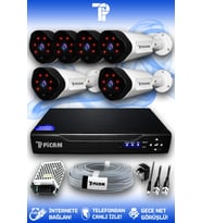 PICAM 6 Kameralı Uzay 6 Dış Kamera Set HDD'siz Full HD Gece Görüşlü Güvenlik Kamerası Sistemi