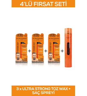 Fontenay Saç Şekillendirici Pudra Toz Wax Ultra Strong Turuncu X3 +  Saç Spreyi 400ml 4'Lü Set