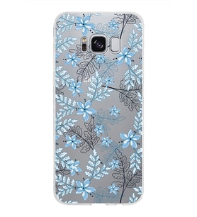 Samsung Galaxy S8 Kapak Floral Mavi Tasarımlı Şeffaf Silikon Kılıf