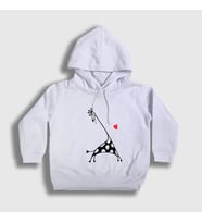 Presmono Unisex Çocuk Beyaz Heart Giraffe Zürafa Kapüşonlu Sweatshirt 288318tt