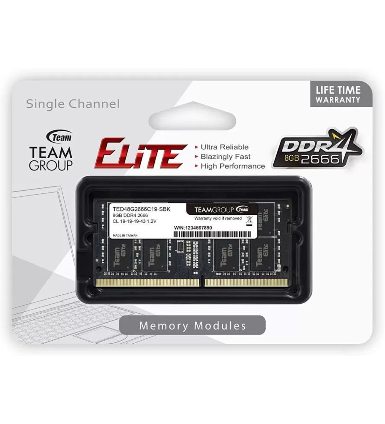 Teamgroup Elite Ddr4 8Gb Single 2666Mhz Pc4 21300 Cl19 1.2V Sodımm
