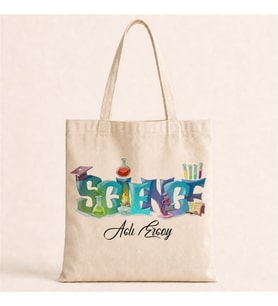 Kişiye Özel Science Baskılı Bez Çanta Omuz Çantası