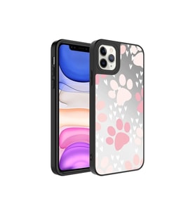 Apple iPhone 11 Pro Max Uyumlu Kılıf Aynalı Desenli Kamera Korumalı Parlak Zore Mirror Kapak (Pati Desenli)