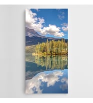 Göl Çam Ağaçları Panoramik Kanvas Tablo